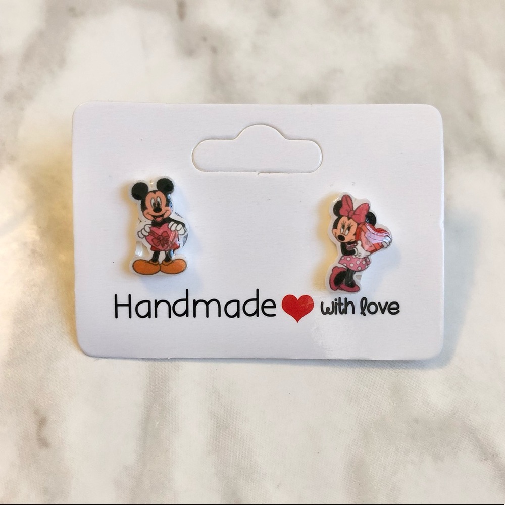 🎉 New Handmade Mickey & Minnie Mouse Stud Earrings